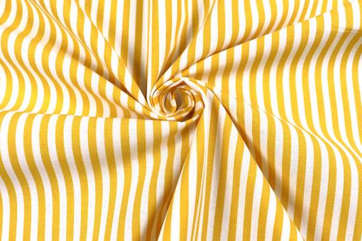 Baumwollstoff mit Streifen - Weiß/Gelb 