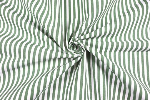 Baumwollstoff mit Streifen - Weiß/Grün 