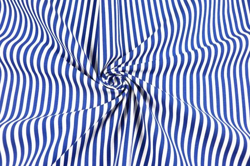 Baumwollstoff mit Streifen - Weiß/Blau 