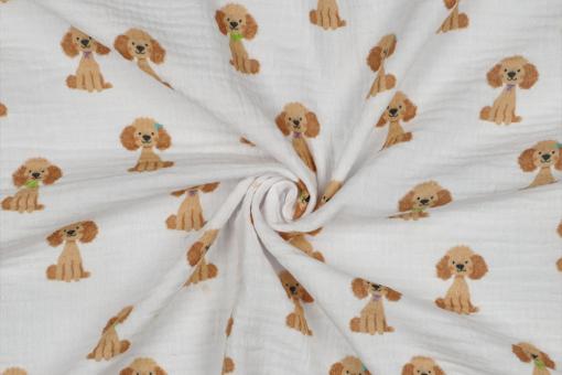 Musselin-Stoff mit süßem Hund 