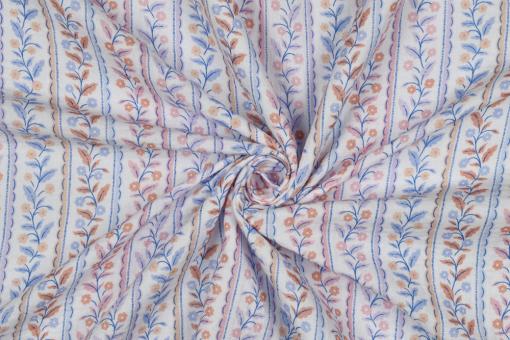 Musselin-Stoff mit Blütenranken 