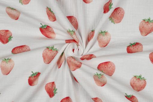 Musselin-Stoff mit süßen Erdbeeren 