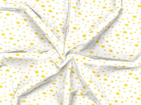 Dekostoff - Sterne Weiß/Gelb