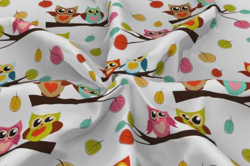 Voile Gardinenstoff - Kleine Nachteulen 