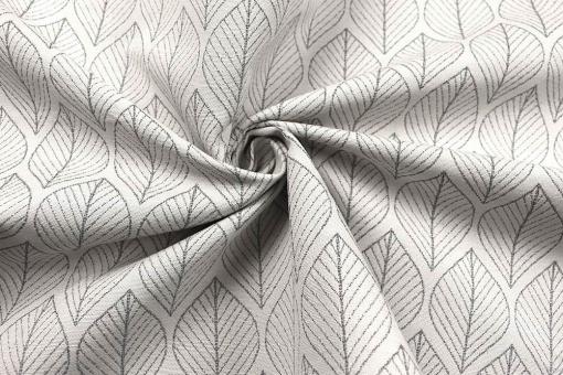 Jacquard-Dekostoff - Modern Leaves - Creme/Grau 