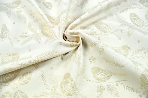 Dekostoff - Wende-Jacquard - Birds - Creme/Goldganz 