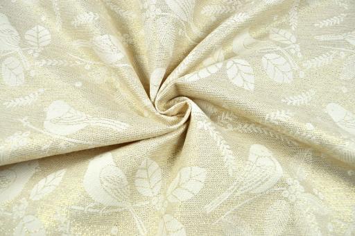 Dekostoff - Wende-Jacquard - Birds - Goldganz/Creme 