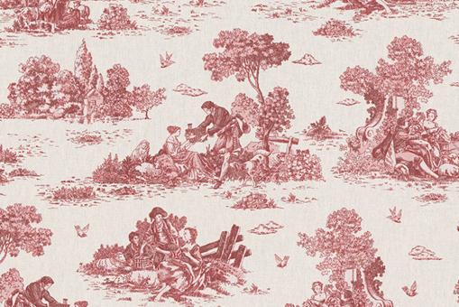 Dekostoff - Toile de Jouy - Hirte - Rot 