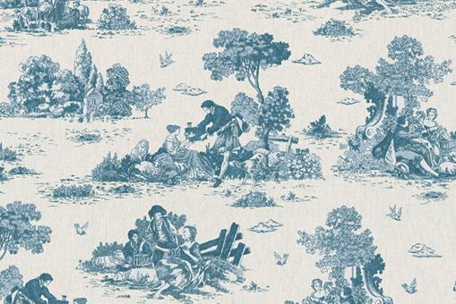 Dekostoff - Toile de Jouy - Hirte - Blau 