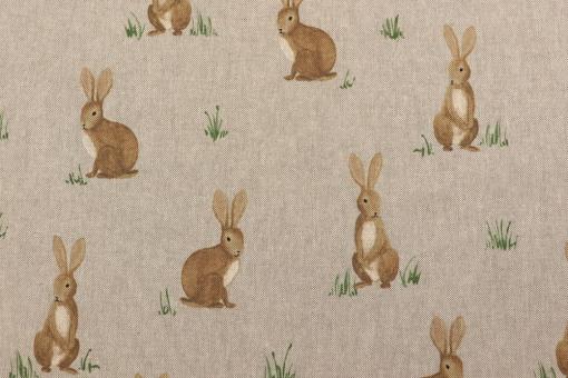 Fertig-Tischdecke Leinenoptik - Häschen - a: 120 x b: 160 cm 