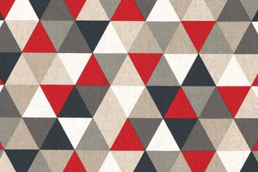 Dekostoff Leinen-Look - Dreiecke - Rot 