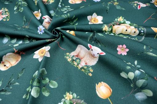 Dekostoff aus reiner Baumwolle mit Ostermotiv 