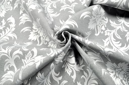 Jacquard-Dekostoff - Blütenranken - Silber-Kollektion - 280 cm breit 