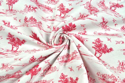 Dekostoff Toile de Jouy - La Vie rurale - Bordeaux - 280 cm breit 