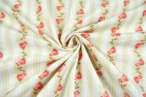 Dekostoff - Röschen in Streifen - Creme - 280 cm 