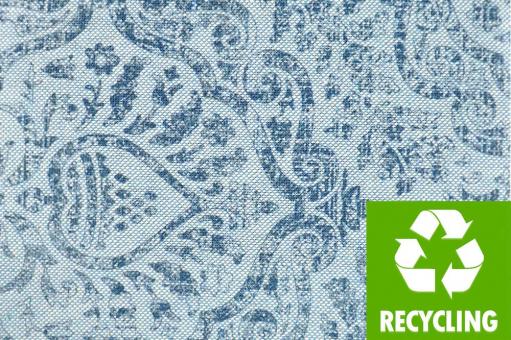 Dekostoff Recycling - Vintage Ornaments - Blau - 280 cm breit 