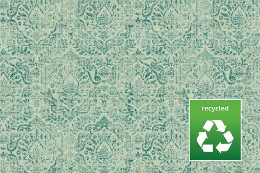 Dekostoff Recycling - Vintage Ornaments - Türkis - 280 cm breit 