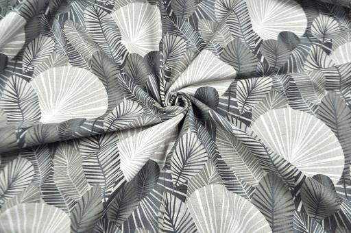 Dekostoff Leinen-Look - Grey Leaves - 280 cm breit 