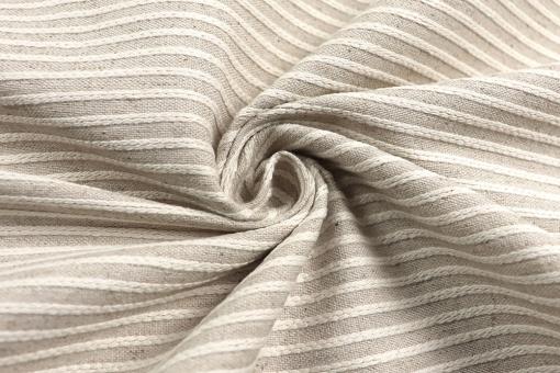 Jacquard-Stoff in Leinenoptik mit feinen Zopf-Streifen - 280 cm 
