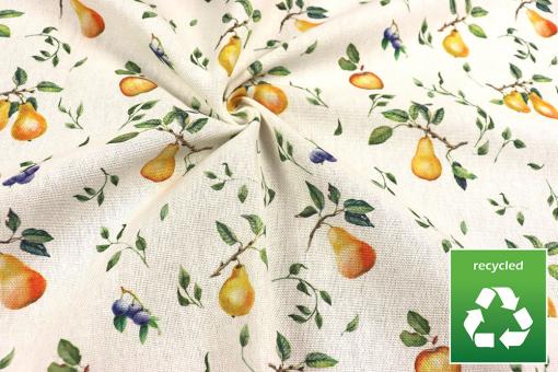 Recycling Dekostoff mit Äpfeln und Birnen - 280 cm 