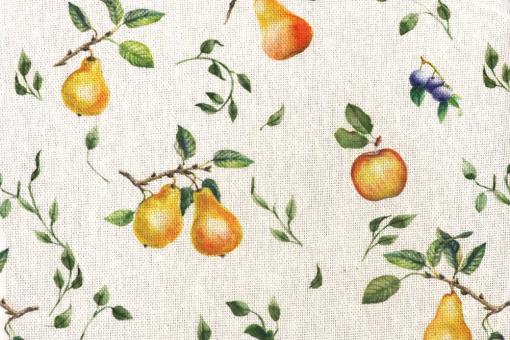 Recycling Dekostoff mit Äpfel und Birnen - 280 cm 