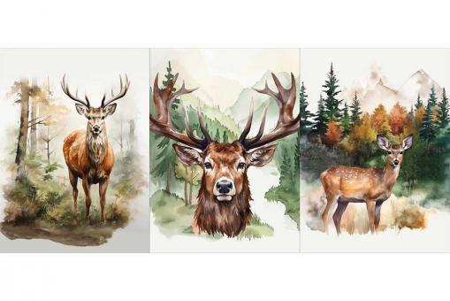 Panel - 3 Motive - Landhaus-Hirsch 