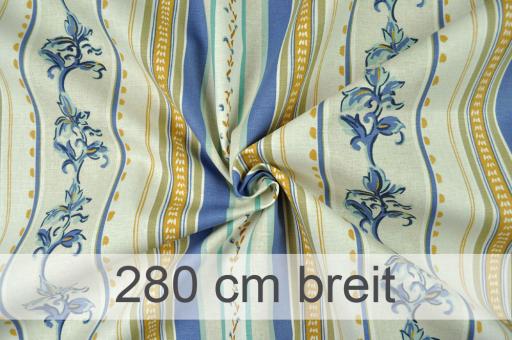 Deko-Stoff premium - Exotic Stripes - 280 cm - Blau/Creme 