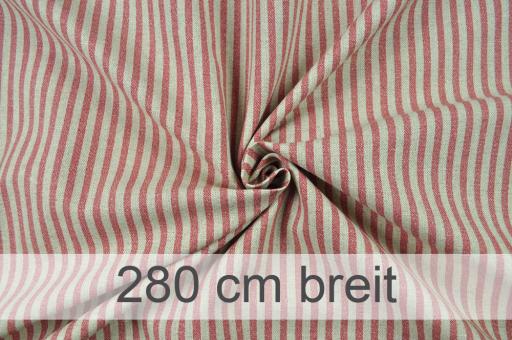 Deko-Stoff premium London - Streifen - 280 cm - Rot/Beige 