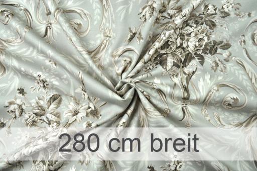 Deko-Stoff premium - Loire - Bouquet des Fleurs - 280 cm - Grau 