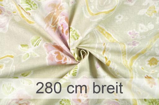 Deko-Stoff premium - Mountain - Aquarell-Blumen -  280 cm - Beige 