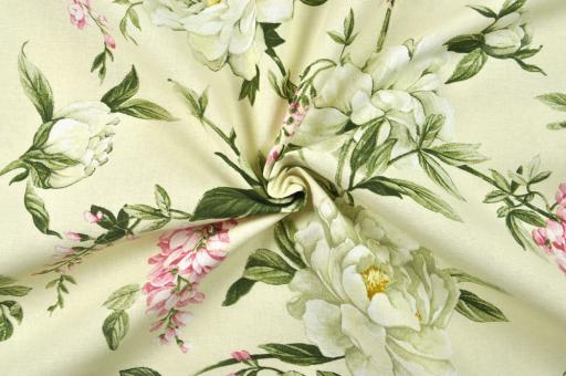 Premium Dekostoff - Blumenranken - Rosa/Beige 