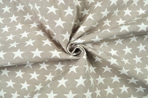 Jacquard-Dekostoff - zweiseitig - Stars - Beige/Weiß 