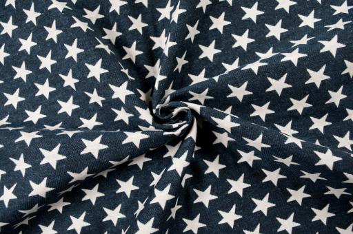 Jacquard-Dekostoff - zweiseitig - Stars - Blau/Weiß 