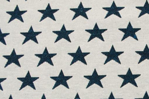 Jacquard-Dekostoff - zweiseitig - Stars - Weiß/Blau 