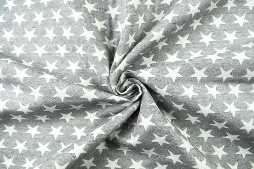 Jacquard-Dekostoff - zweiseitig - Stars - Grau/Weiß 