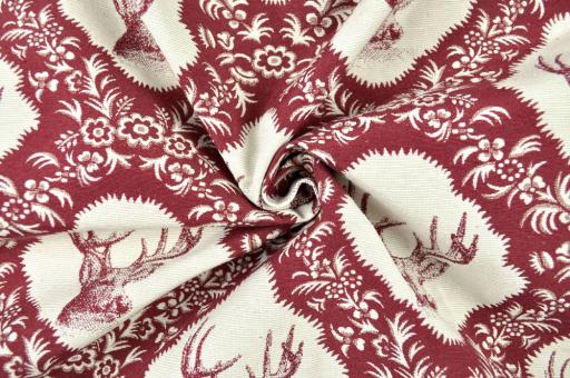 Jacquard-Dekostoff - Landhaus-Hirsch - Bordeaux/Beige 