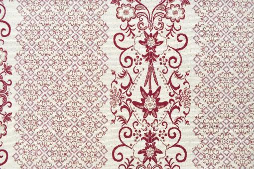 Jacquard-Stoff - Landhaus-Streifen - 280 cm - Beige/Bordeaux 