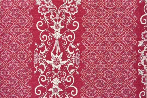 Jacquard-Stoff - Landhaus-Streifen - 280 cm - Bordeaux/Beige 