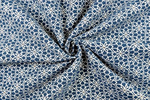 Dekostoff Jacquard - Flor de Alicante - Blau/Weiß - 280 cm 