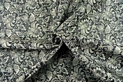 Zweiseitiger Jacquard - A Fleurs - Schwarz/Creme 