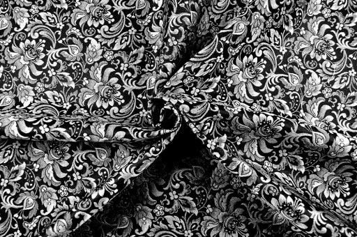 Zweiseitiger Jacquard - A Fleurs - Schwarz/Silber 