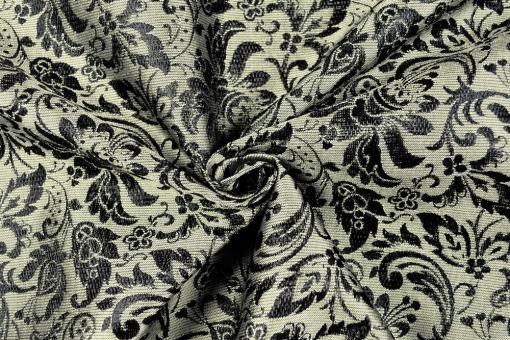 Zweiseitiger Jacquard - A Fleurs - Creme/Schwarz 