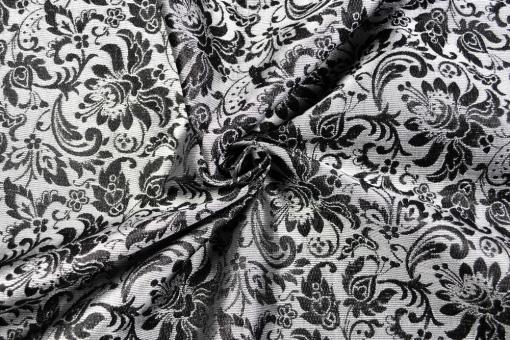 Zweiseitiger Jacquard - A Fleurs - Silber/Schwarz 