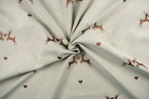 Hirsch-Liebe - Dekostoff Jacquard - Creme/Holzbraun 