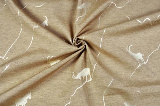 Dekostoff zweiseitiger Jacquard - Tiroler Steinbock - Beige/Creme 