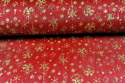 Polyester-Jute - Weihnachtsmotive - Rot/Goldglanz 