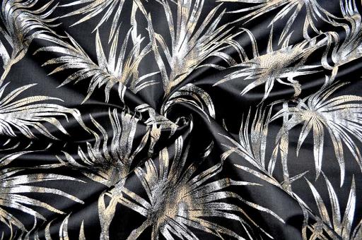 Dekostoff Jacquard - Royal Palms - Schwarz 