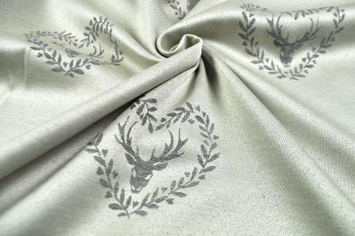 Jacquard-Dekostoff zweiseitig - Hirschliebe - Creme/Grau 