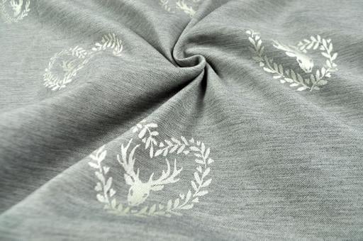 Jacquard-Dekostoff zweiseitig - Hirschliebe - Grau/Creme 