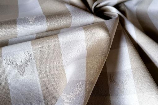 Jacquard-Dekostoff beidseitig - Karierter Hirsch - Beige 